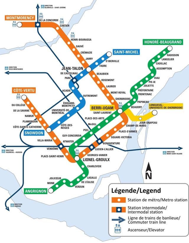 Mapa da estação de metrô de Montreal