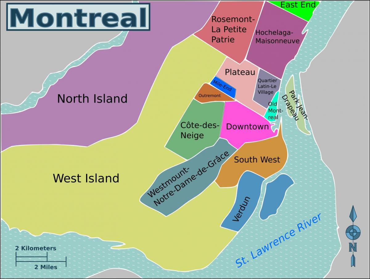 Mapa do distrito de Montreal