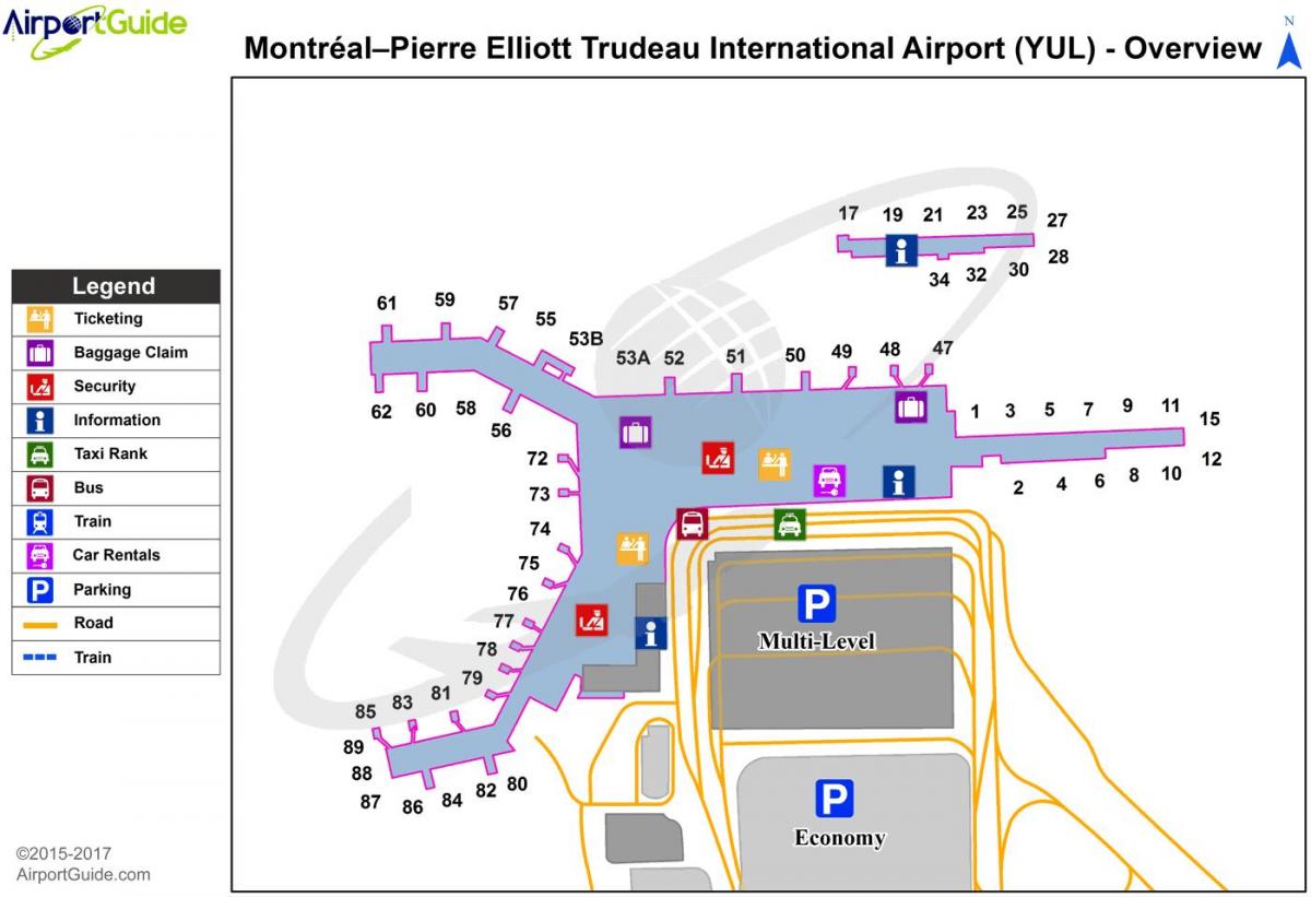 Mapa do terminal do aeroporto de Montreal