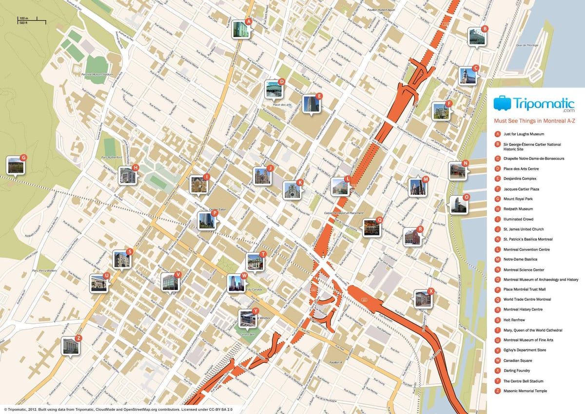 Mapa turístico de Montreal