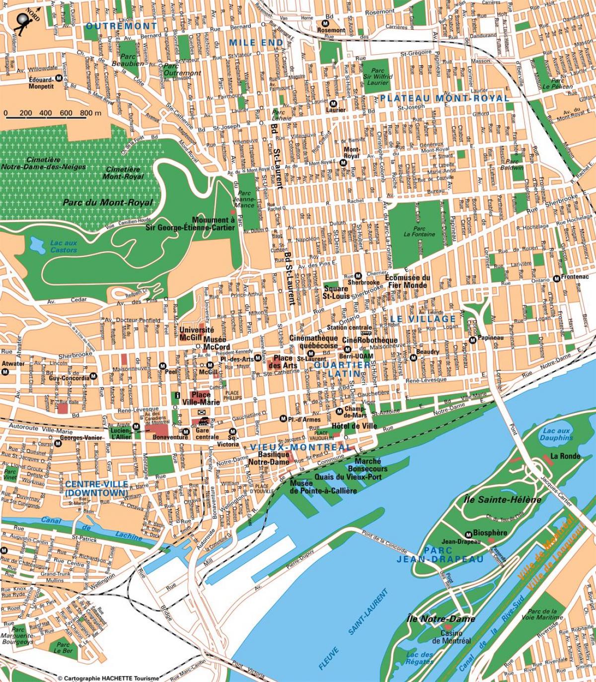 Mapa das ruas de Montreal