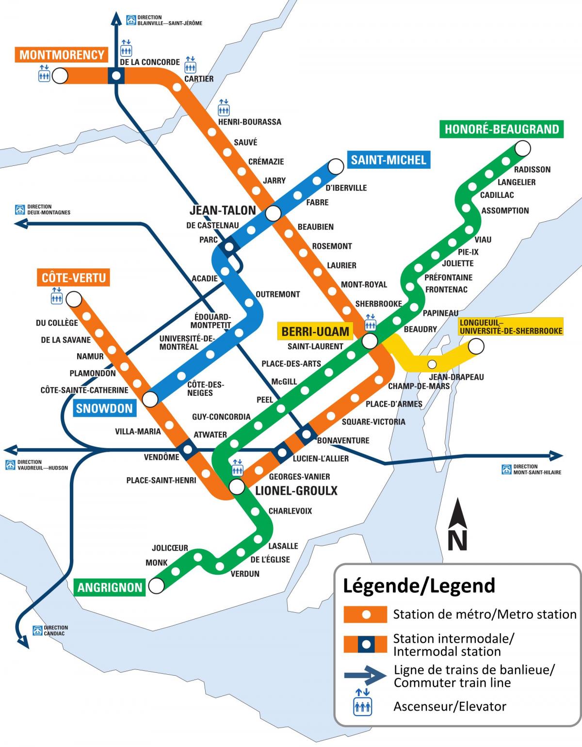 Mapa da estação de metrô de Montreal