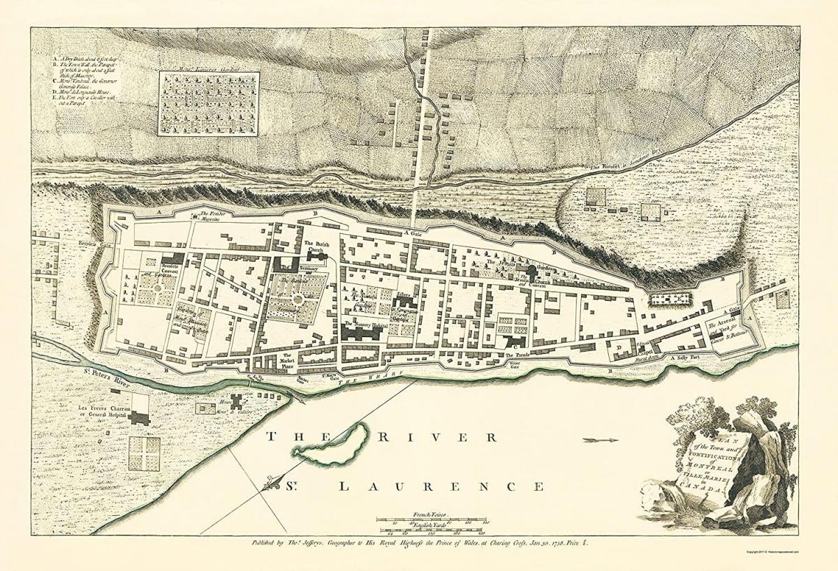 Mapa antigo de Montreal